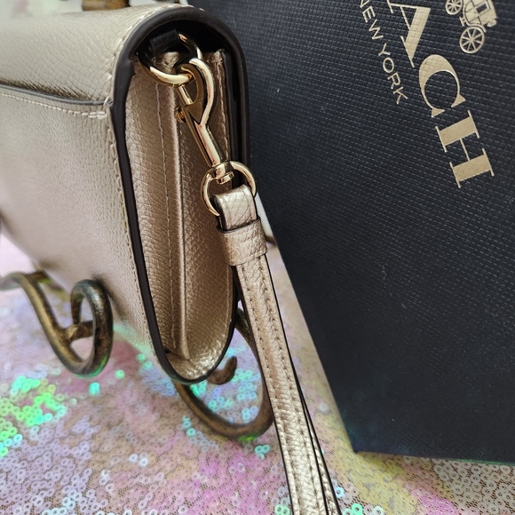 Coach Gold Pebble Leather Wristlet - Picture 6 of 11